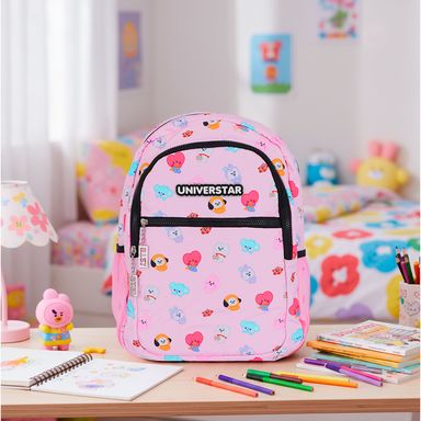 Maleta Estampada Serie Bt21 Baby Rosa Claro