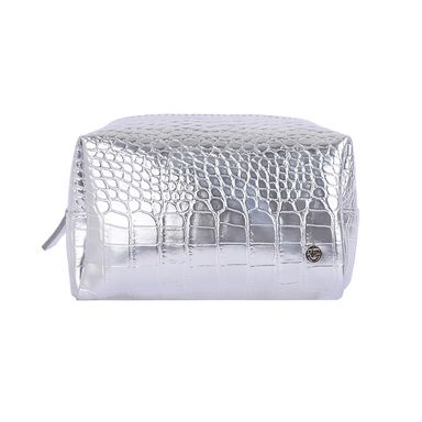 Cosmetiquera Rectangular Piel Cocodrilo Serie Miniso Plata