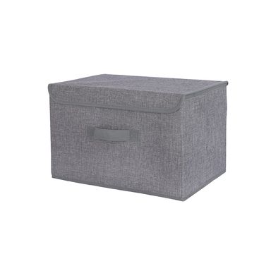 Caja de Almacenamiento de Lino con Tapa Grande Gris
