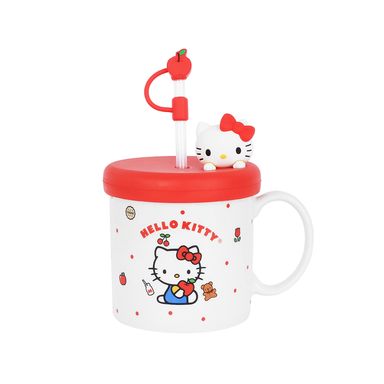 Taza 450 Ml Estilo Clasico con Tapa y Pitillo Hello Kitty Serie Sanrio