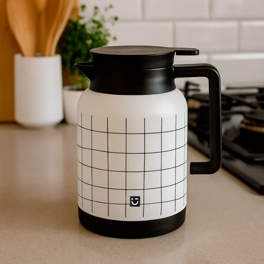 Taza con Asa 1500 Ml Serie Black & White Blanca