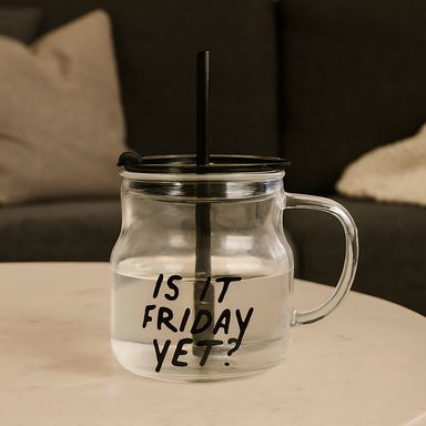 Botilito con Pitillo 600 Ml Serie Black & White