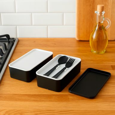 Contenedor para Alimentos de Doble Capa 1000 Ml Serie Black & White