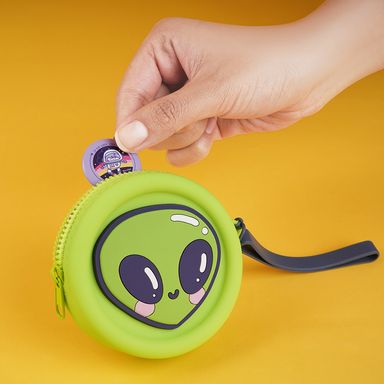 Monedero Redondo Cara de Alien Serie Vania Bachur Verde