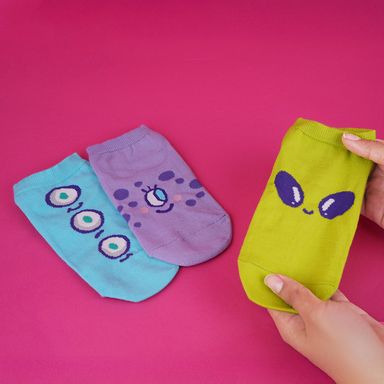 Medias 3 Pares Serie Vania Bachur Alien Colores Variados