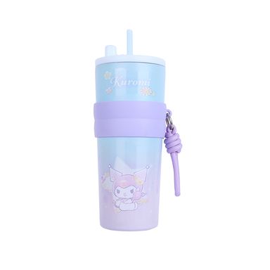 Vaso de Doble Pared Kuromi 750 Ml con Funda y Correa Serie Sanrio Flower Language