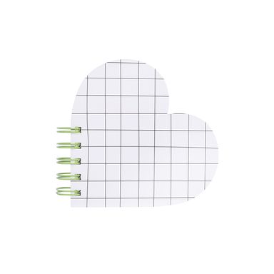 Libreta Agollada con Forma de Corazon Serie Black & White Malla Blanca