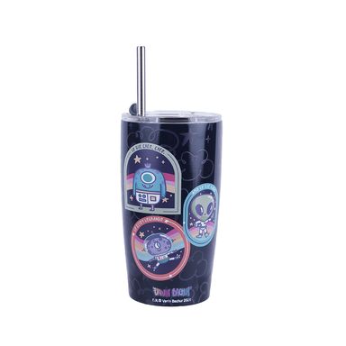 Vaso de Doble Pared con Pitillo 530 Ml Alien Serie Vania Bachur Negro