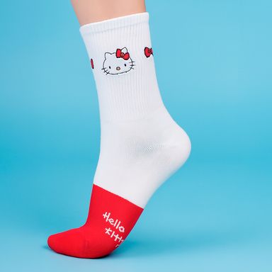 Medias Largas Hello Kitty Bordado Serie Sanrio Blanco