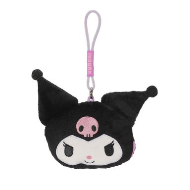 Monedero de Peluche Cara Kuromi con Correa Serie Sanrio