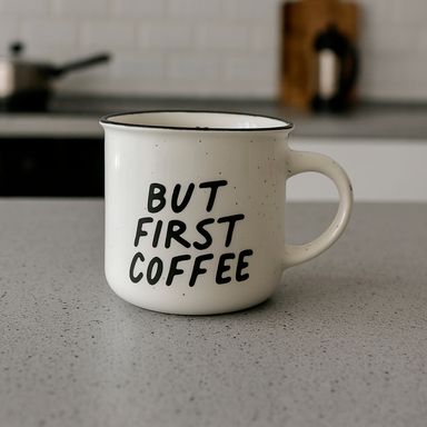 Taza con Asa 380 Ml Serie Black & White Blanca