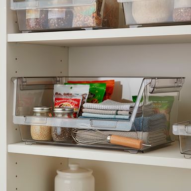 Caja de Almacenamiento Apilable L Serie Miniso Gris Transparente