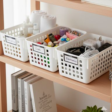 Cesta de Almacenamiento Mini 3 Piezas Serie Miniso Blanca