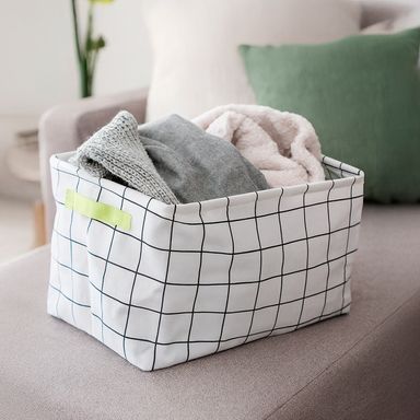 Organizador de Tela Serie Black & White Blanca Cuadros