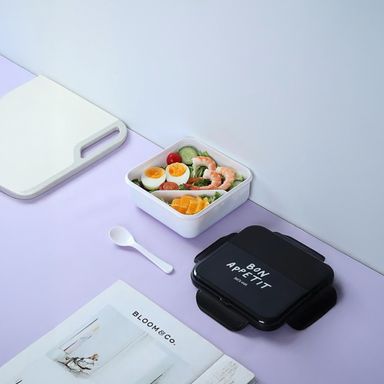 Contenedor 1100 Ml para Alimentos Cuadrado Serie Black & White