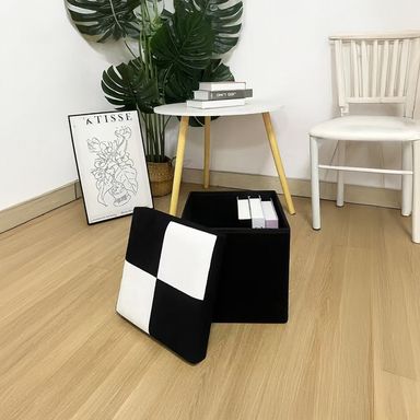 Organizador de Tela Otomana Serie Black & White Blaco y Negro