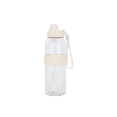 Botella Deportiva con Pitillo y Correa 1000 Ml Serie Miniso Blanca