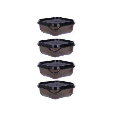 Contenedor 180 Ml para Alimentos Serie Black & White Negro 4 Unidades