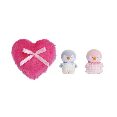 Peluche Señores Miniso Serie Mini Family Gris y Rosa