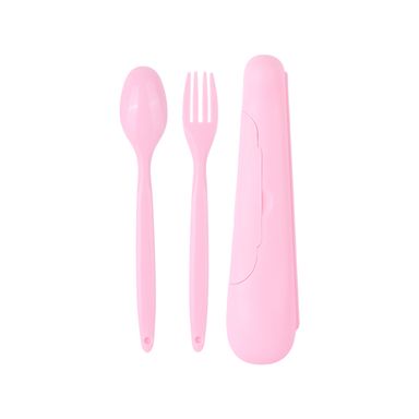Juego de Cubiertos Portatil Cuchara y Tenedor Rosa