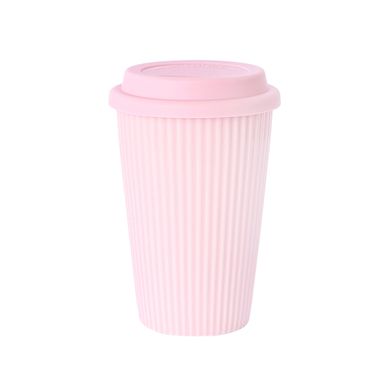 Taza de Ceramica con Tapa 400 Ml Rosa