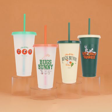 Juego de Vasos con Pitillo 710 Ml Serie Bugs Bunny Retro Style 4 Piezas