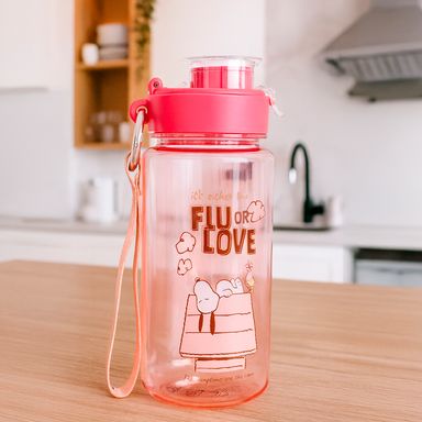 Vaso Plastico con Pitillo y Correa de 640 Ml Serie Snoopy Rosa