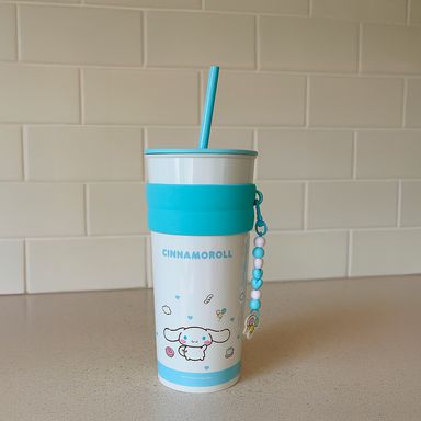 Vaso de Acero con Colgante y Pitillo de 800 Ml Cinnamoroll Serie Sanrio