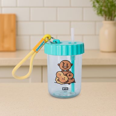 Vaso Plastico con Decoracion y Correa de 520 Ml Shooky Serie Bt21