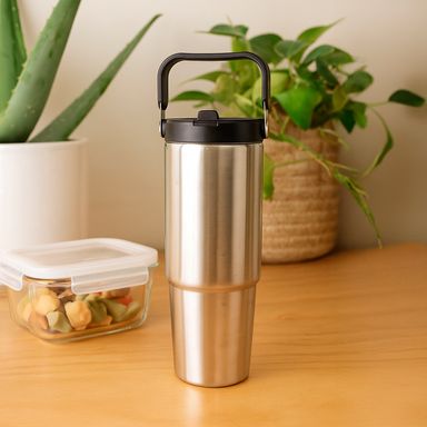 Vaso de Acero con Asa 880Ml Serie Silver Gray