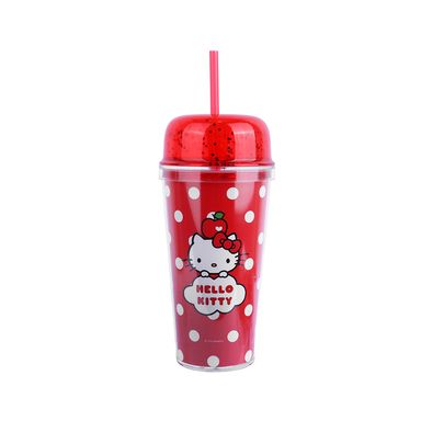 Vaso Plastico con Pitillo de Doble Capa  480 ML Serie Hello Kitty Apple Sanrio
