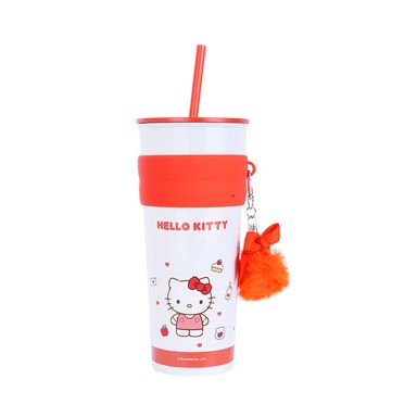 Vaso de Acero con Colgante y Pitillo de 800 Ml Hello Kitty Serie Sanrio