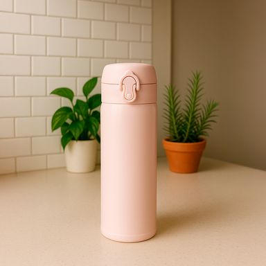 Termo con Tapa Abatible de 450 Ml Serie Miniso Blanca