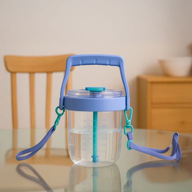 Vaso Plastico con Correa De 1000 Ml Serie Miniso Azul