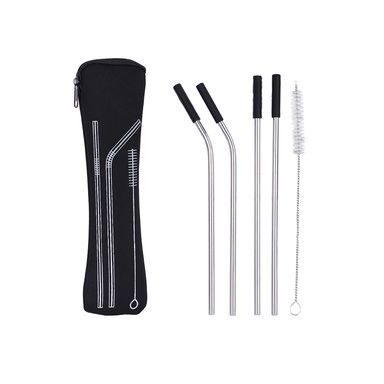 Pitillos de Acero Inoxidable con Silicona Serie Miniso Negro