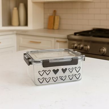 Contenedor de Alimentos 1400 Ml Serie Black And White Transparente con Negro