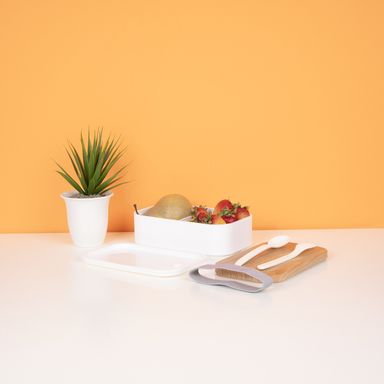 Contenedor con Diseño de Grano de Madera Blanco