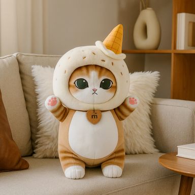 Peluche de Gato con Helado Serie Mofusand Ice Cream Amarillo
