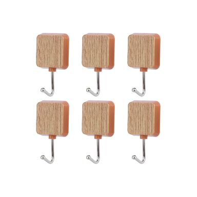 Ganchos Con Patron De Madera, Square Immitation, 6 Pzas