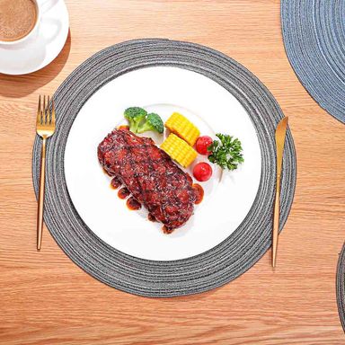 Individual para Mesa Redondo Trenzado Gris