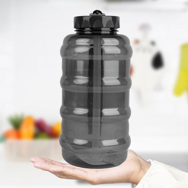 Botella de Plastico de Agua Fria de Gran Capacidad con Pitillo y Asa Negro 1850 Ml