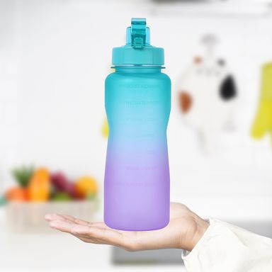 Botella de Plastico de Gran Capacidad Colores Degradado con Asa Verde Y Morado 2L