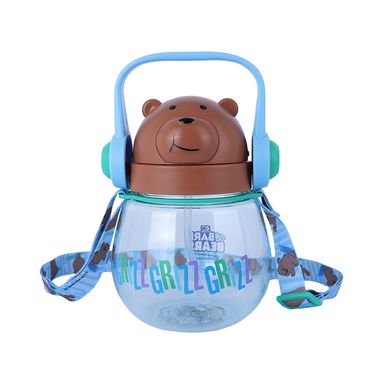 Botella de 800 Ml con Correa Serie We Bare Bears Grizz Azul