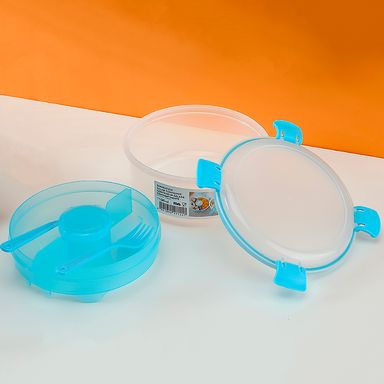 Recipiente Para Ensalada Con Separador, Grande, Azul