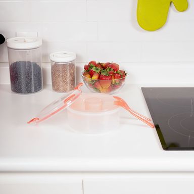 Recipiente Para Ensalada Con Separador, Grande, Naranja