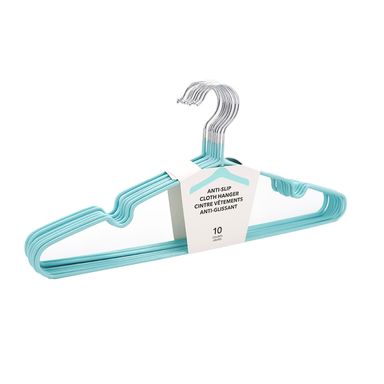 Paquete de Ganchos de Ropa Antideslizante Grande 10 Unidades Azul