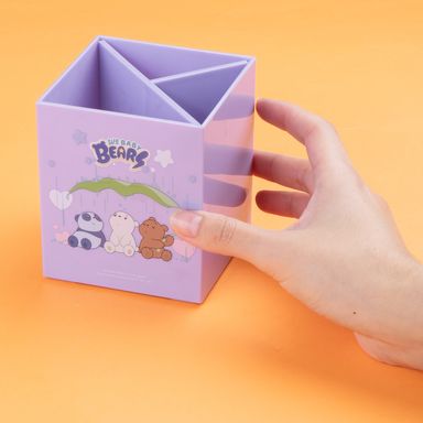 Portalápices de 3 Ranuras Bebes Serie We Bare Bears Morado