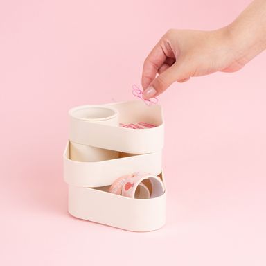 Organizador Giratorio de 3 Compartimentos Serie Miniso Blanco