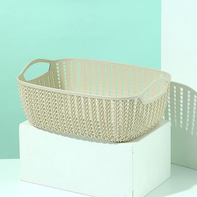 Canasta Almacenamiento Rectangular Mediana Crema