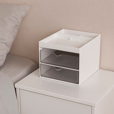 Organizador Plastico de Cajones Doble Capa Serie Silvery Gray Gris Claro